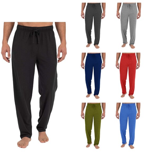 Men's Soft Comfortable Solid Jersey Knit Pants with Adjustable Drawstring Waist - Picture 6 of 16